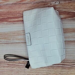 Victoria's Secret white basket weave makeup bag NWT